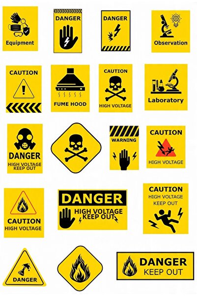 Limitless Design Warning Caution Danger Sticker Set 22X30 cm