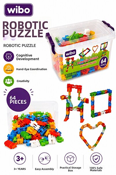 Wibo Robotic Puzzle 64 Piece Building Blocks Assembly and Design Toy Set 3 Ye...