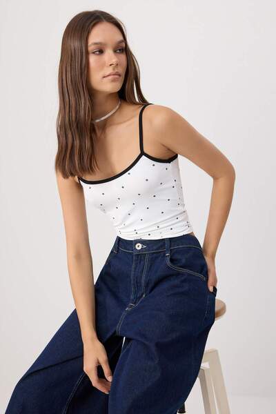 Trendyol Kollektion Mehrfarbiges, gepunktetes, eng anliegendes, gestricktes P...