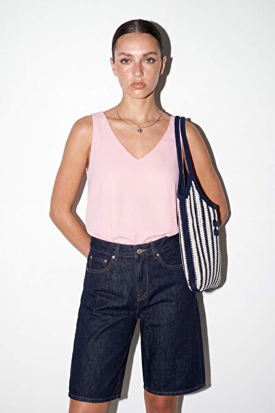 Drop by TrendyolMilla Pink V-Neck Sleeveless Blouse Tdrss26Bz00094