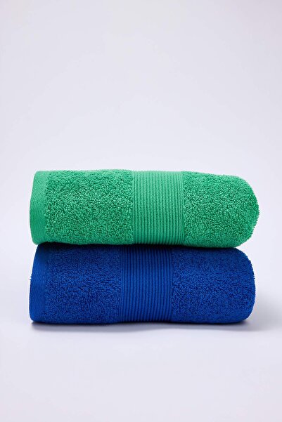 TRENDYOLMİLLA HOME 100% Cotton 2-Piece Green and Navy Blue Face Towels 50X80Cm