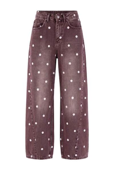 Trendyol Collection Blugi multicolori cu talie înaltă și model cu buline roși...