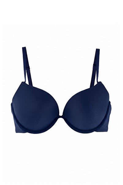 Trendyol Collection حمالة صدر تي شيرت مسطحة بلون أزرق داكن مع حشوة مايكرو داع...