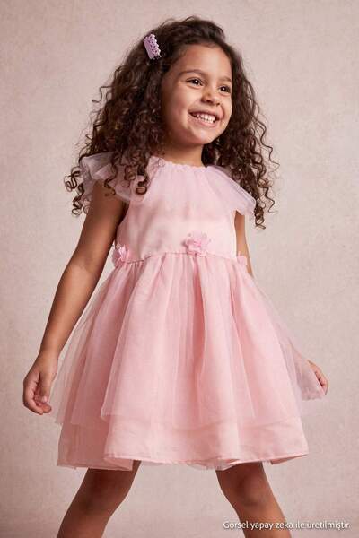 TRENDYOLKIDS Pink Maxi Plain Woven Dress Tkdss26El00057