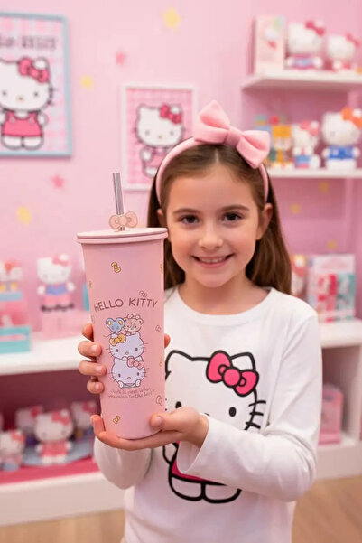 Miniso Sanrio Lisanslı Pipetli Paslanmaz Çelik Matara Hello Kitty 800 ml