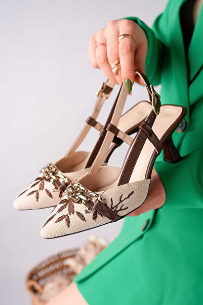 Moda Hanım Γυναικείο Bitter Brown Daily Open Back Παπούτσι με τακούνι