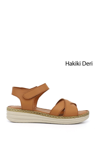 GÖNDERİ(R) Γυναικεία πέδιλα άνεσης από γνήσιο δέρμα με λουράκια Velcro και σφ...