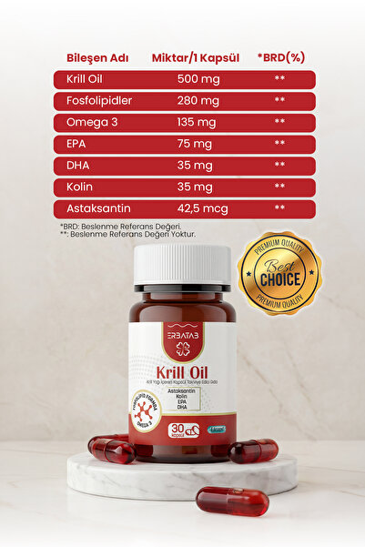 Erbatab Krill yağı Oil 500 mg 30 Kapsül