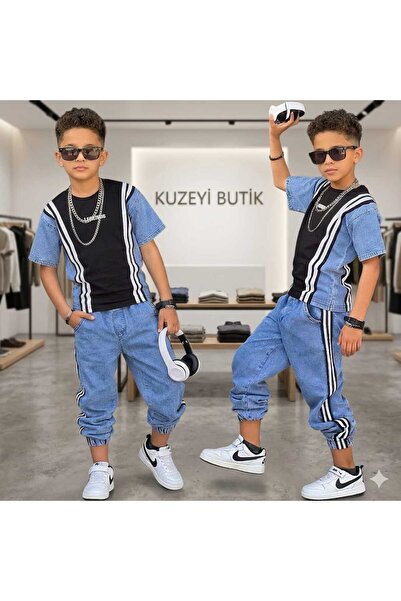 Kuzeyi Butik DEČAČKI PRVANJSKI SET OD DENIMA SA OBRBAMA - SET FARMERKI SA ELA...