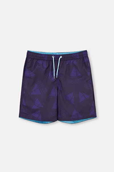 Dagi Σορτς κολύμβησης Navy Blue Micro Medium Sailing σχέδιο