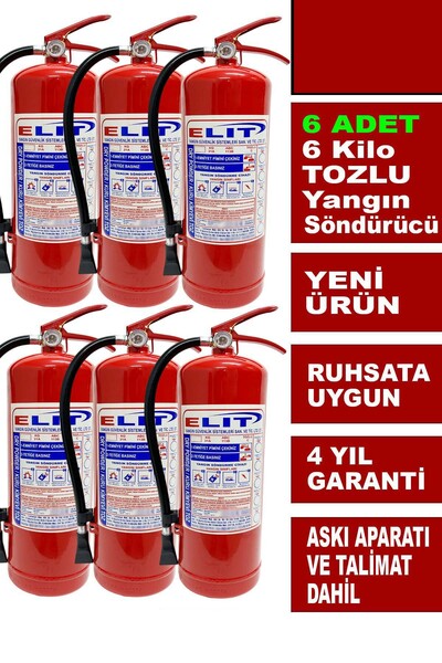 ELİT YANGIN VE GÜVENLİK SİSTEMLERİ 6 Kg Tozlu Yangın Söndürme Tüpü Askı Apara...