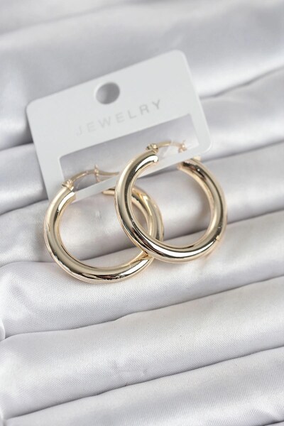 SORA GROUP ®   Gold Color Brass Hoop 30 mm Women's Earrings
