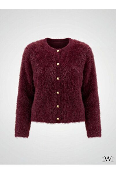 LWL Furry Buttoned Knitwear Cardigan Jacket Plush Shaggy
