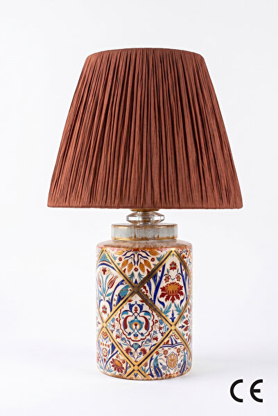 Hmydesign Arme Desenli Handmade Seramik Abajur Kahverengi
