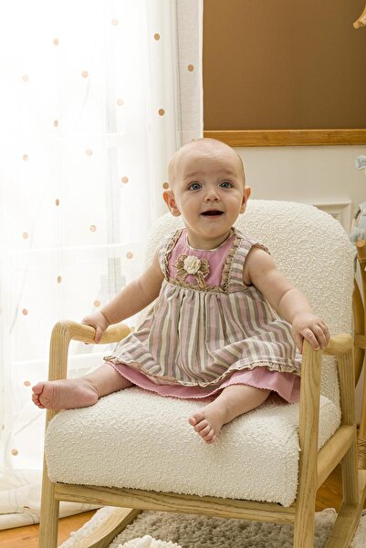 Babydola طقم فستان احتفالي للفتيات الصغيرات مكون من قطعتين بتفاصيل زهور 13792
