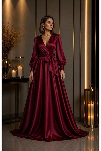 UNTIMELY Double-Breasted & Belted Satin Maxi Dress