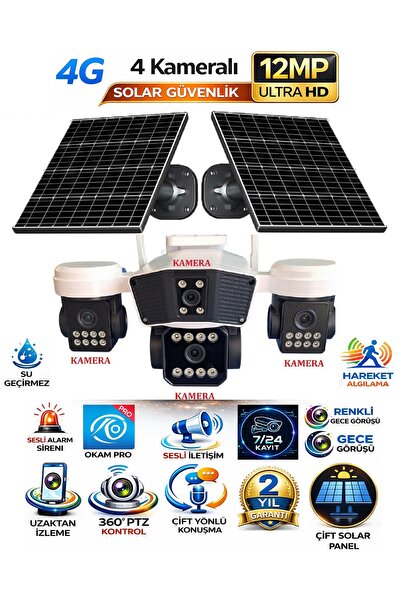O-KAM OKAM OK-PREMiUM AOV 4 kameralı 12mp 4G Sim Kartlı Okam Uygulama Çift Gü...