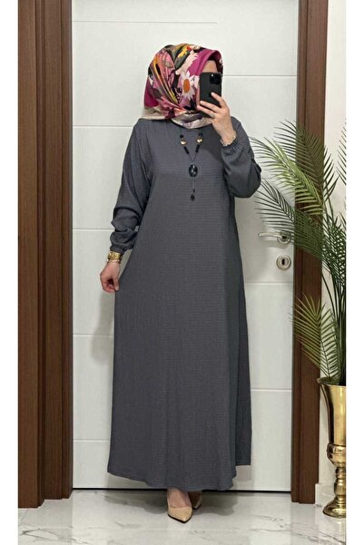 MODA ALMİRA 6677 K-70 GRİ RENK NARİN ELBİSE