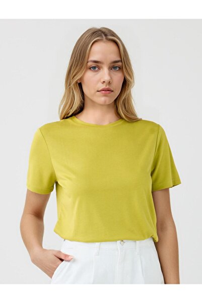 Jimmy Key Tricou modal tricotat cu mânecă scurtă, verde deschis