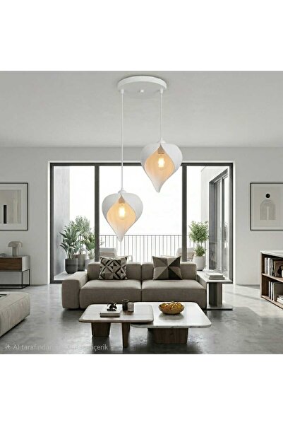 GLOBELUX Beton Görünümlü İskandinav &Bohem su damlasın temalı 2.Lİ Sarkıt Avi...