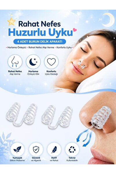 optana 4 ADET Rahat Nefes Alıp Verme Uyku Horlama Önleyici Azaltıcı Burun Delik Aparatı