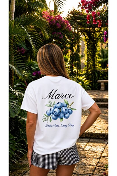 Marco Fresco Tricou cu imprimeu cu afine și guler rotund