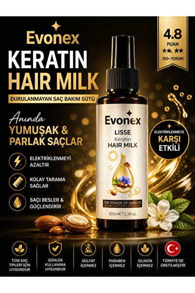 Evonex vonex Lisse Keratin Hair Milk 100 ml | Durulanmayan Saç Bakım Sütü, El...