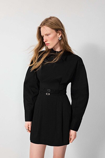 VATKALI Vücuda oturan mini gömlek elbise