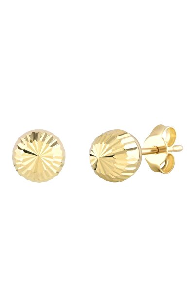 MOOM MÜCEVHERAT 14 Ayar Altın Minimalist Vidalı Top Küpe 1.8 Cm