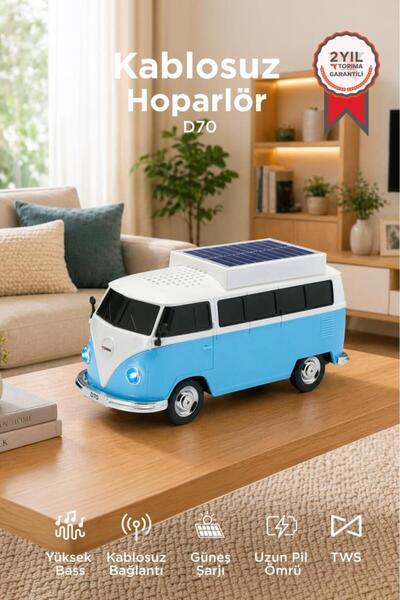 Torima Bluetooth Hoparlör Retro Araba Vosvos Tasarımlı Solar Şarjlı Speaker D...