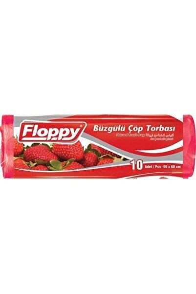 Floppy Büzgülü Çöp Torbası Çilek Kokulu  10'lu 55 X 60 cm