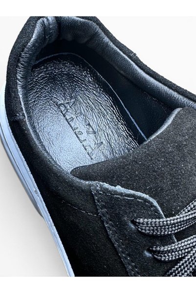 ALZA 100% Genuine Leather Men's Sneaker Daily Comfortable Shoes - Ultra Comfort Eva Sole - Black Suede