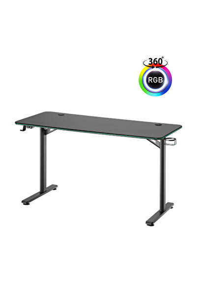 VIYERO WARDEN T-Ayak 360° RGB Karbon-Fiber Oyuncu Masası 18mm 136x60x75cm GD-...