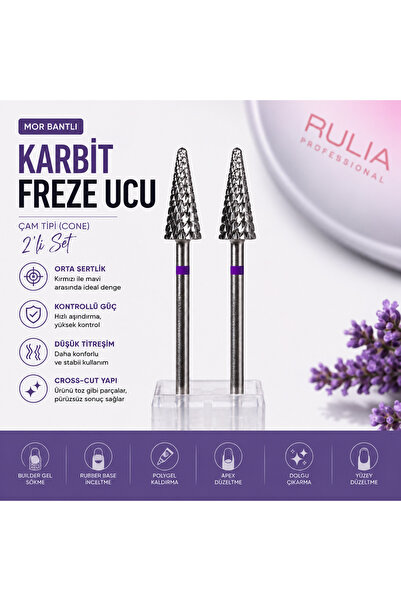 Rulia Professional 2’li Ekonomik Mor Bantlı Ağır Karbit Freze Ucu Orta Sertli...