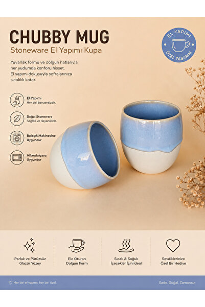 Üretmen Ceramic studio Chubby Mug Stoneware El Yapımı Kupa