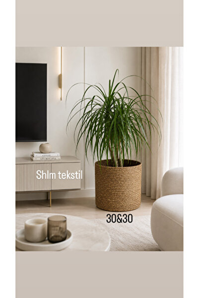 SHLM TEKSTİL 30x30 El Dokuması Saksı, Jüt Saksılık, Dekoratif Saksılık