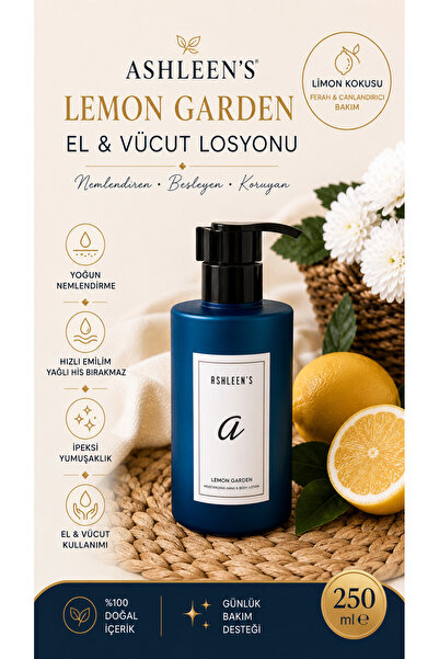 Ashleen’s Lemon Garden Nemlendirici El & Vücut Losyonu Limon Kokulu Yoğun Nem 250 ml