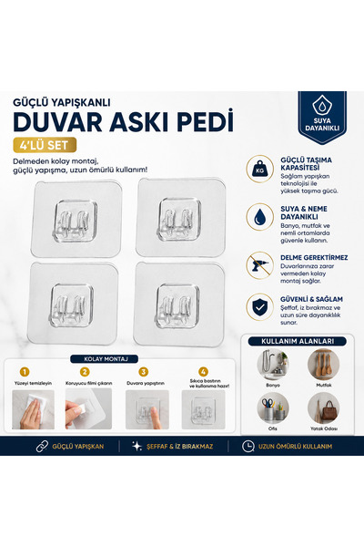 Home 4 Lü Güçlü Kendinden Yapışkanlı  Kancalar Köşe Rafı Banyo Rafı Duş Rafı ...