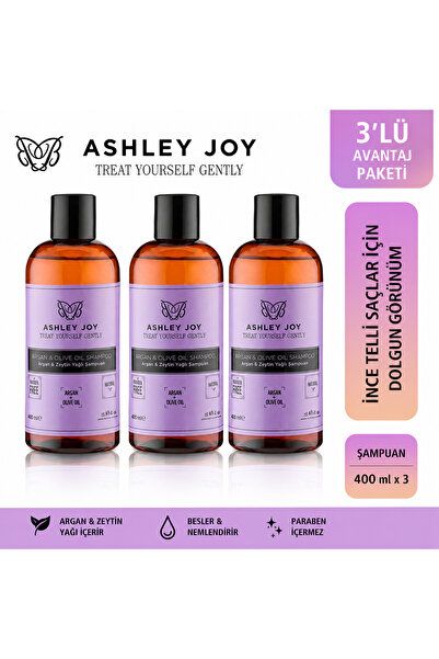 ASHLEY JOY Ince Telli Saçlar Için Argan & Zeytinyağlı Ağırlaştırmayan Bakım Ş...