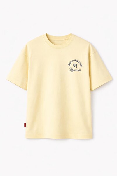 VAMOSCLO Short Sleeve Boxy Fit Printed T-Shirt Yellow