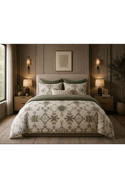 Sheri Home KIRÇİÇEK MODEL Çift Kişilik Nevresim (Yorgan Kılıfı+2 Adet Yastık Kılıfı)ZÜMRÜT8886567