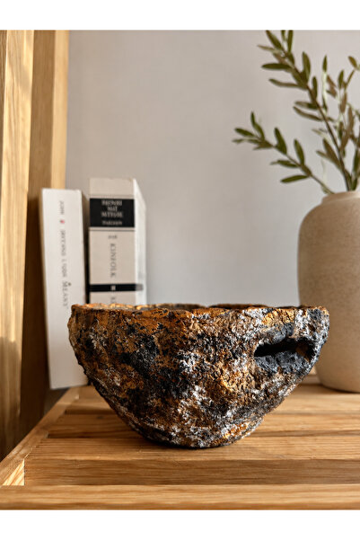 Mauna Atelier Terra.1 Paper Mache Dekoratif Kase – Rustik Bronz Efektli Özgün...