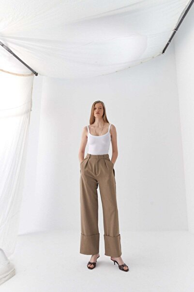 MARKALİSTE Palazzo Pants Mink with Leg Detail