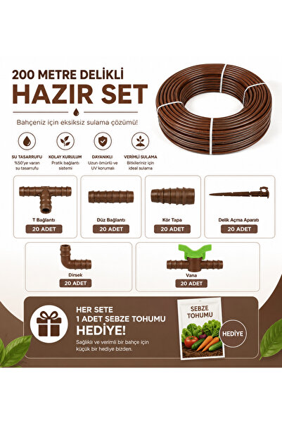 Genel Markalar 200 Metre Kendinden Delikli Damla Sulama Sistemi Ek Parçaları ...