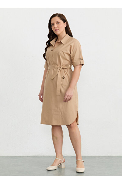 Selen Camel Kadın Polo Yaka Elbise 26YSL7781