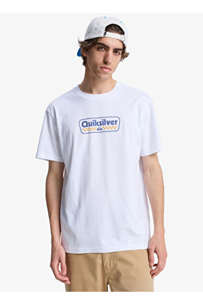 Quiksilver EV STARTING GRI Beyaz Bisiklet Normal Baskılı Erkek T-Shirt