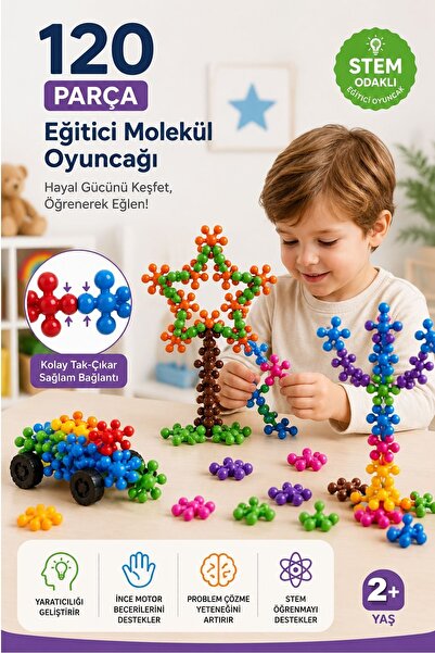 Kitchen Beauty Molekül Eğitici Yaratıcı Oyuncak Kar Tanesi Yapı Taşları 5 Renk 120 Parça Eğitici Oyuncak - Zeka ve Stem Geliştirici