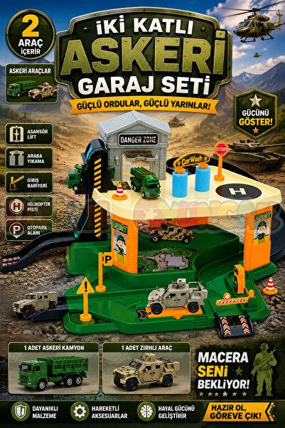 Doğan Oyuncak Dünyası Askeriye Garaj Seti - Otopark Seti - Araba Seti - Hotwh...