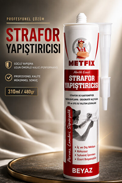 METFİX Strafor Yapıştırıcısı 310 ML Beyaz Akrilik Esaslı Kartonpiyer EPS XPS ...