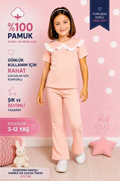 KAMİKAM Costum de vară pentru fete, cu dantelă cu guler, Mărimea 1-2, VĂ RECO...